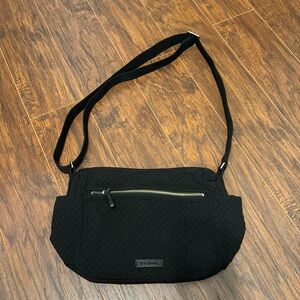 Black Vera Bradley purse with floral print inside